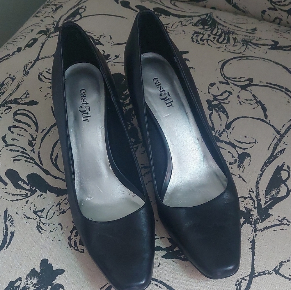 East 5th Black Heels Elegant genuine  Soft Leather  Design